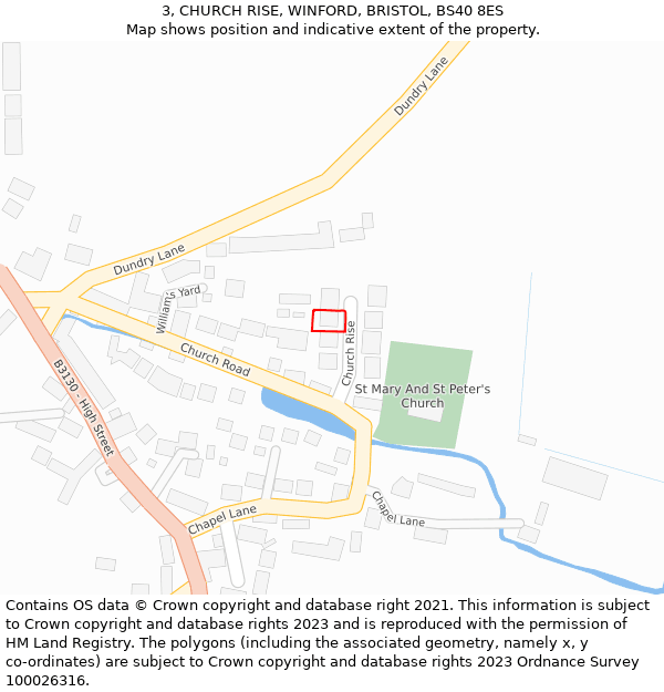 3, CHURCH RISE, WINFORD, BRISTOL, BS40 8ES: Location map and indicative extent of plot