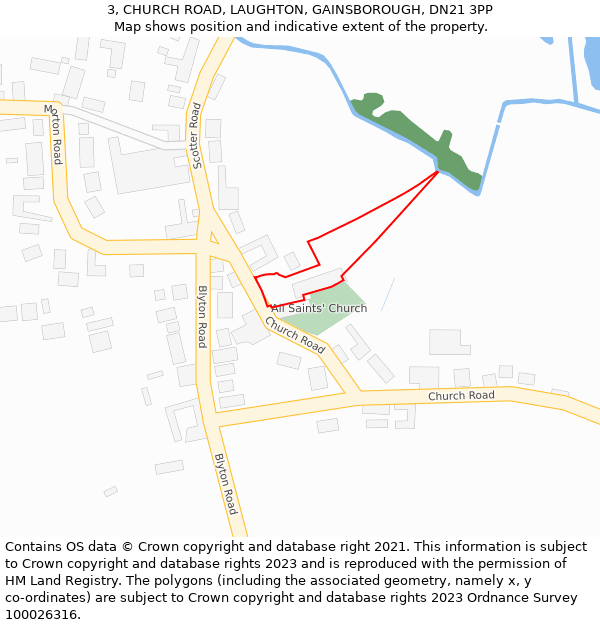 3, CHURCH ROAD, LAUGHTON, GAINSBOROUGH, DN21 3PP: Location map and indicative extent of plot