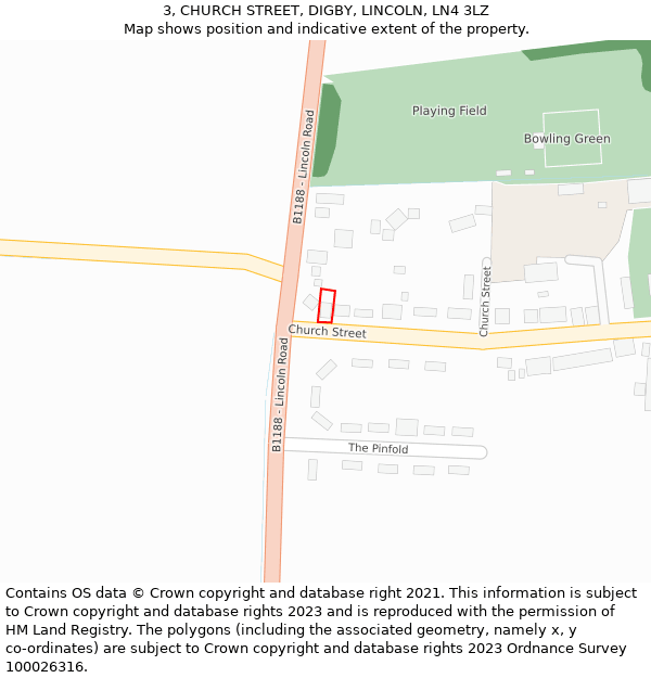 3, CHURCH STREET, DIGBY, LINCOLN, LN4 3LZ: Location map and indicative extent of plot