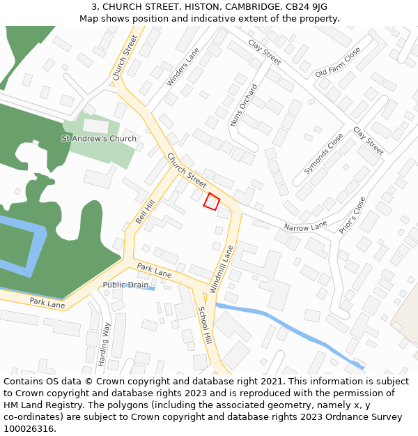 3, CHURCH STREET, HISTON, CAMBRIDGE, CB24 9JG: Location map and indicative extent of plot
