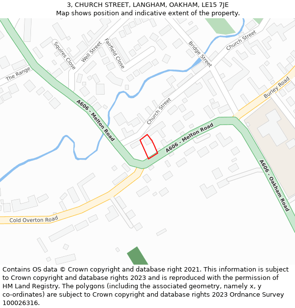 3, CHURCH STREET, LANGHAM, OAKHAM, LE15 7JE: Location map and indicative extent of plot