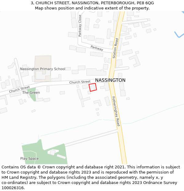 3, CHURCH STREET, NASSINGTON, PETERBOROUGH, PE8 6QG: Location map and indicative extent of plot