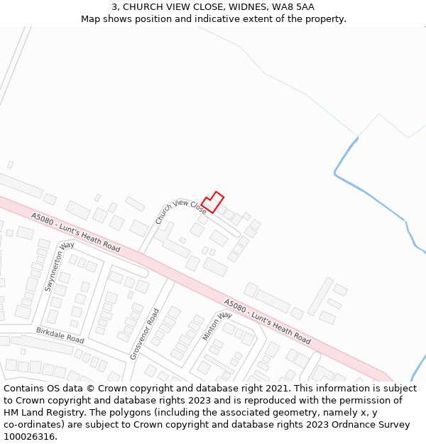 3, CHURCH VIEW CLOSE, WIDNES, WA8 5AA: Location map and indicative extent of plot