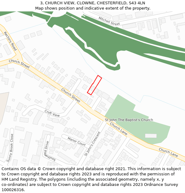 3, CHURCH VIEW, CLOWNE, CHESTERFIELD, S43 4LN: Location map and indicative extent of plot