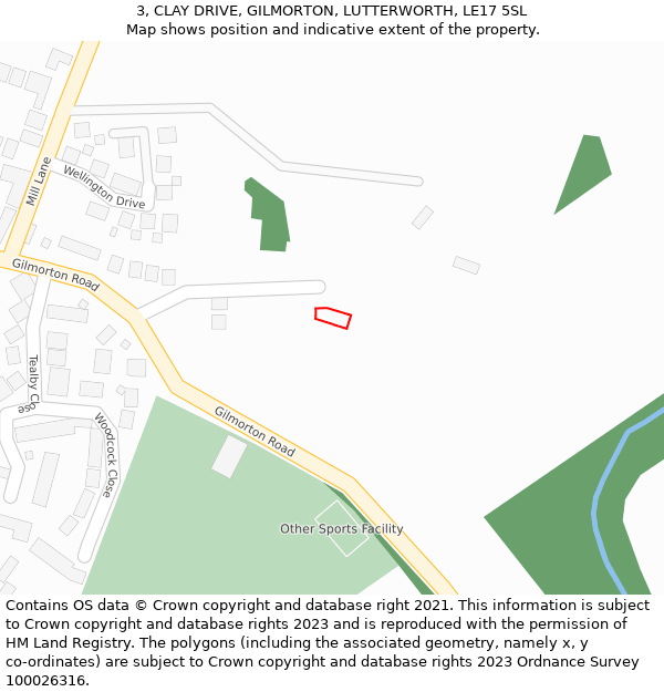 3, CLAY DRIVE, GILMORTON, LUTTERWORTH, LE17 5SL: Location map and indicative extent of plot