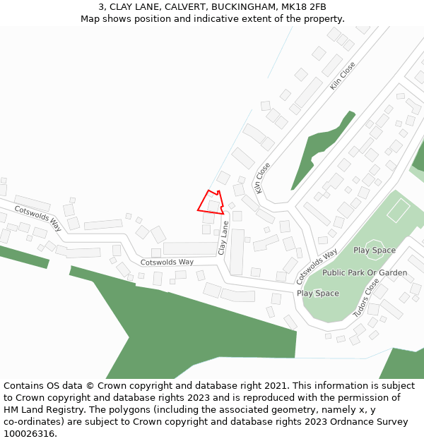 3, CLAY LANE, CALVERT, BUCKINGHAM, MK18 2FB: Location map and indicative extent of plot