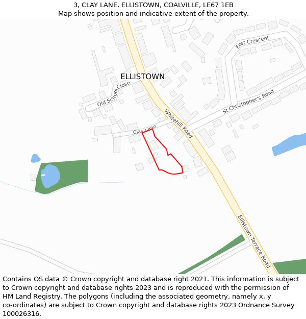 3, CLAY LANE, ELLISTOWN, COALVILLE, LE67 1EB: Location map and indicative extent of plot