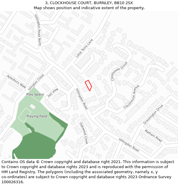3, CLOCKHOUSE COURT, BURNLEY, BB10 2SX: Location map and indicative extent of plot