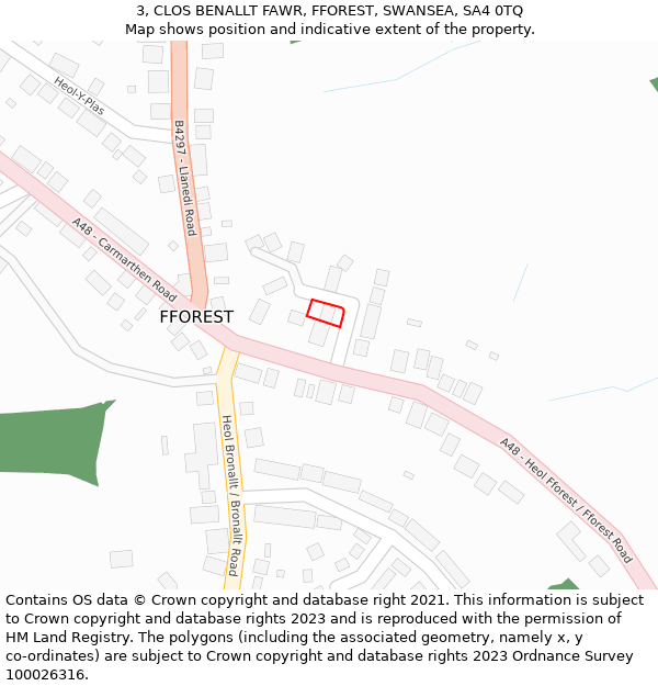 3, CLOS BENALLT FAWR, FFOREST, SWANSEA, SA4 0TQ: Location map and indicative extent of plot