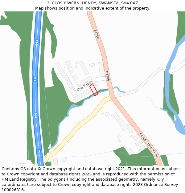 3, CLOS Y WERN, HENDY, SWANSEA, SA4 0XZ: Location map and indicative extent of plot