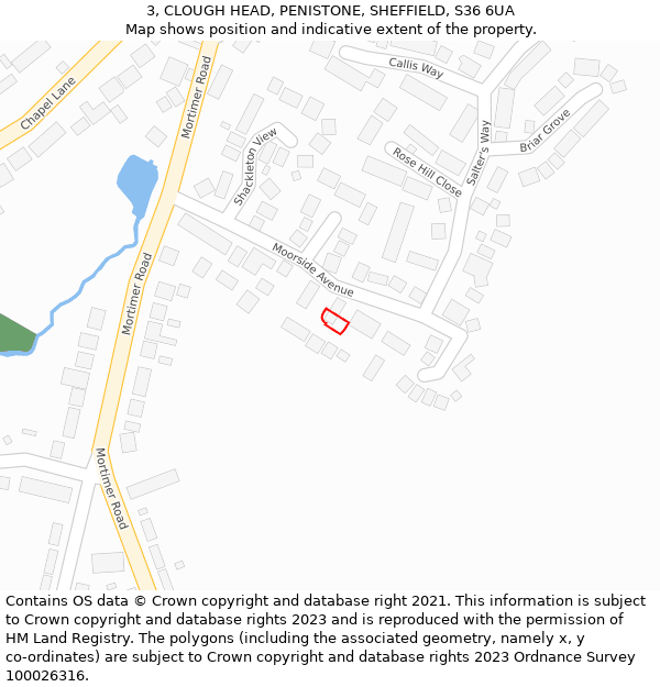 3, CLOUGH HEAD, PENISTONE, SHEFFIELD, S36 6UA: Location map and indicative extent of plot