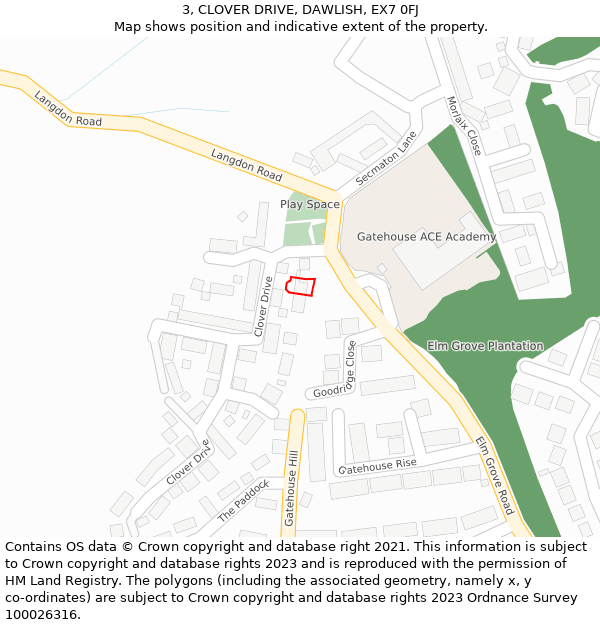 3, CLOVER DRIVE, DAWLISH, EX7 0FJ: Location map and indicative extent of plot