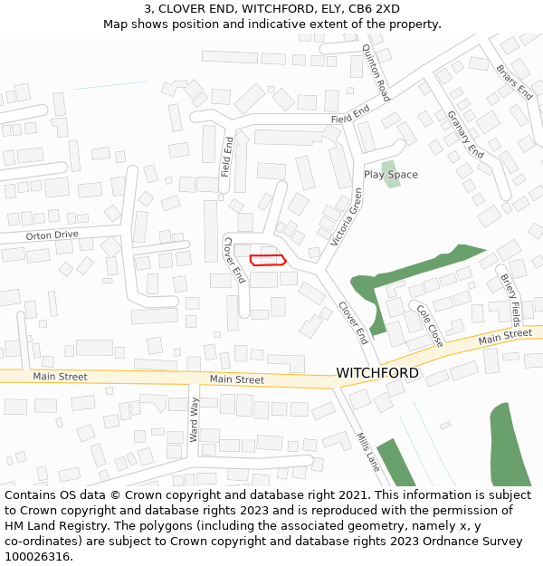 3, CLOVER END, WITCHFORD, ELY, CB6 2XD: Location map and indicative extent of plot