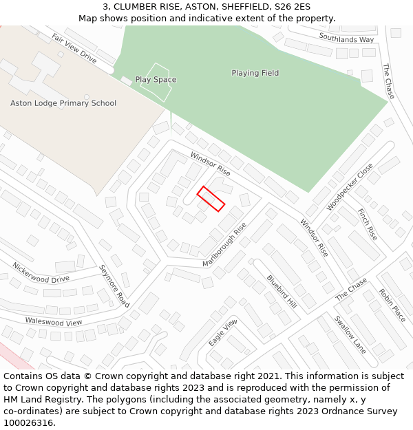 3, CLUMBER RISE, ASTON, SHEFFIELD, S26 2ES: Location map and indicative extent of plot