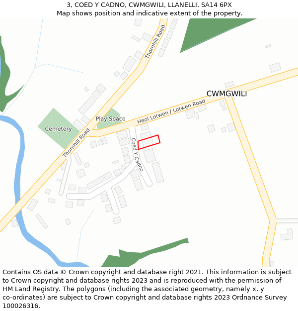3, COED Y CADNO, CWMGWILI, LLANELLI, SA14 6PX: Location map and indicative extent of plot