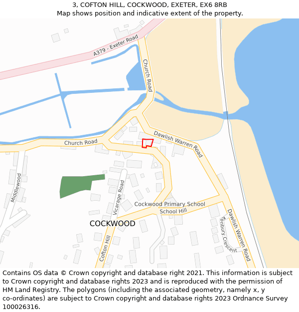 3, COFTON HILL, COCKWOOD, EXETER, EX6 8RB: Location map and indicative extent of plot