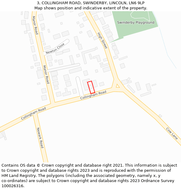3, COLLINGHAM ROAD, SWINDERBY, LINCOLN, LN6 9LP: Location map and indicative extent of plot