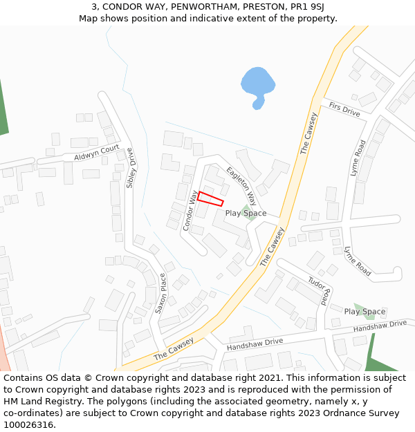 3, CONDOR WAY, PENWORTHAM, PRESTON, PR1 9SJ: Location map and indicative extent of plot