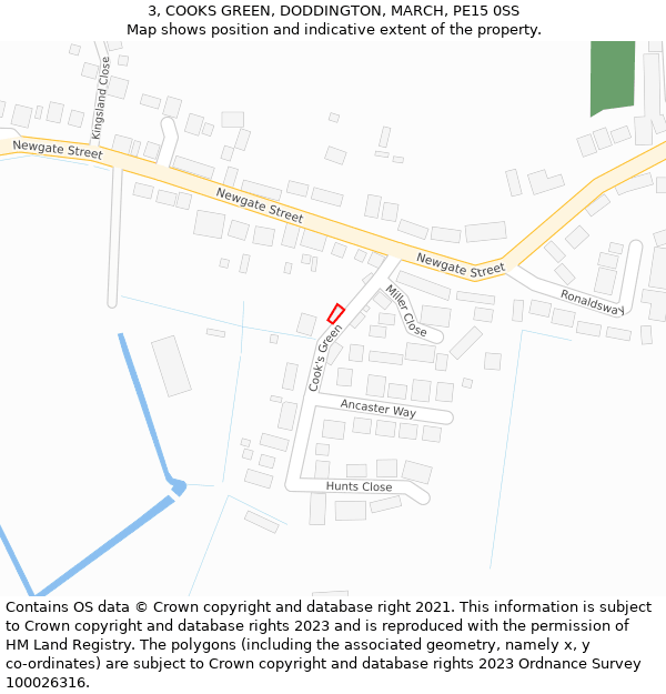 3, COOKS GREEN, DODDINGTON, MARCH, PE15 0SS: Location map and indicative extent of plot