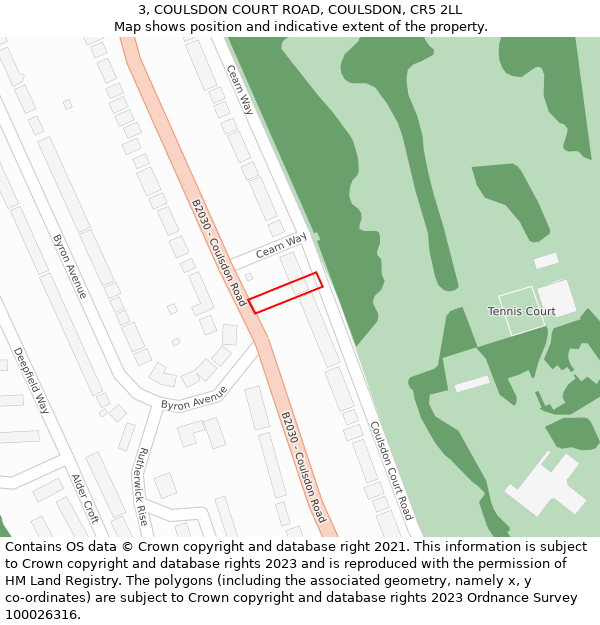 3, COULSDON COURT ROAD, COULSDON, CR5 2LL: Location map and indicative extent of plot
