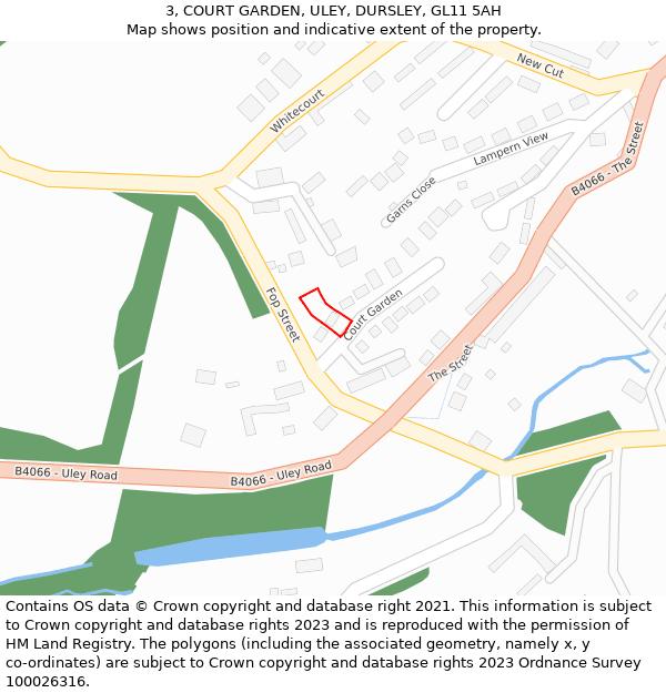 3, COURT GARDEN, ULEY, DURSLEY, GL11 5AH: Location map and indicative extent of plot