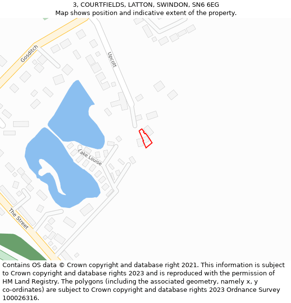 3, COURTFIELDS, LATTON, SWINDON, SN6 6EG: Location map and indicative extent of plot