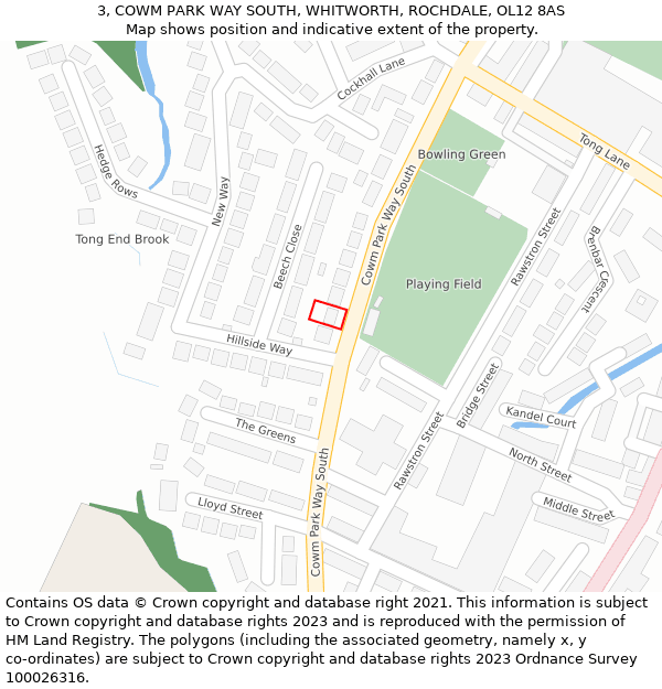 3, COWM PARK WAY SOUTH, WHITWORTH, ROCHDALE, OL12 8AS: Location map and indicative extent of plot