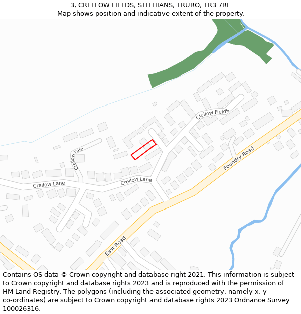 3, CRELLOW FIELDS, STITHIANS, TRURO, TR3 7RE: Location map and indicative extent of plot