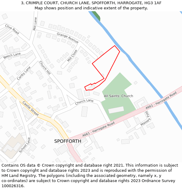 3, CRIMPLE COURT, CHURCH LANE, SPOFFORTH, HARROGATE, HG3 1AF: Location map and indicative extent of plot