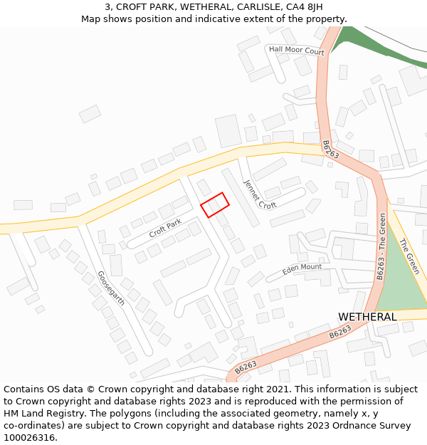 3, CROFT PARK, WETHERAL, CARLISLE, CA4 8JH: Location map and indicative extent of plot