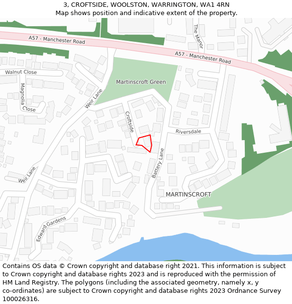 3, CROFTSIDE, WOOLSTON, WARRINGTON, WA1 4RN: Location map and indicative extent of plot