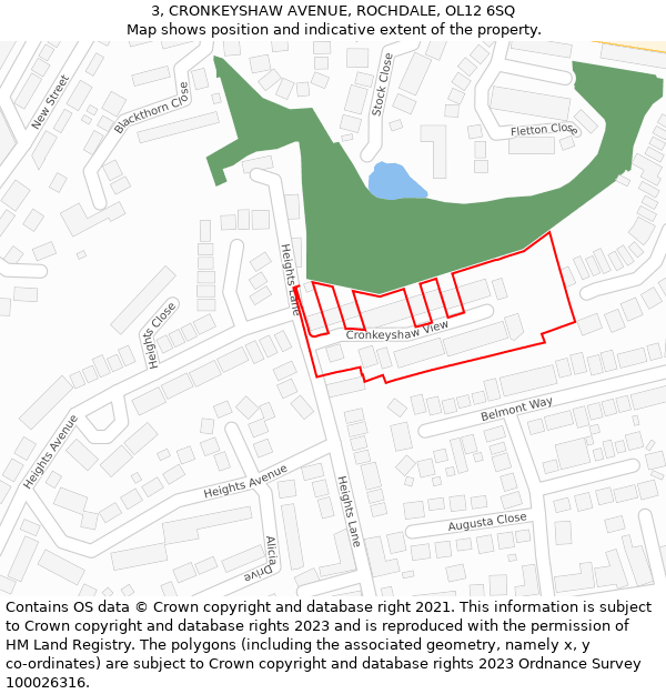 3, CRONKEYSHAW AVENUE, ROCHDALE, OL12 6SQ: Location map and indicative extent of plot