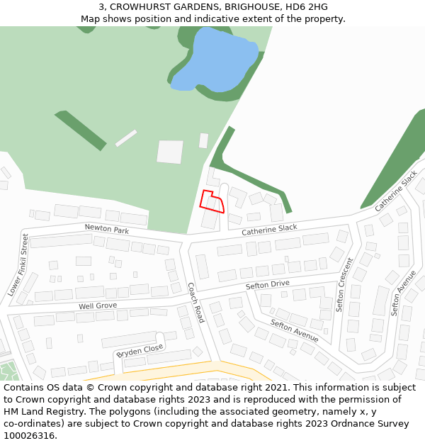 3, CROWHURST GARDENS, BRIGHOUSE, HD6 2HG: Location map and indicative extent of plot