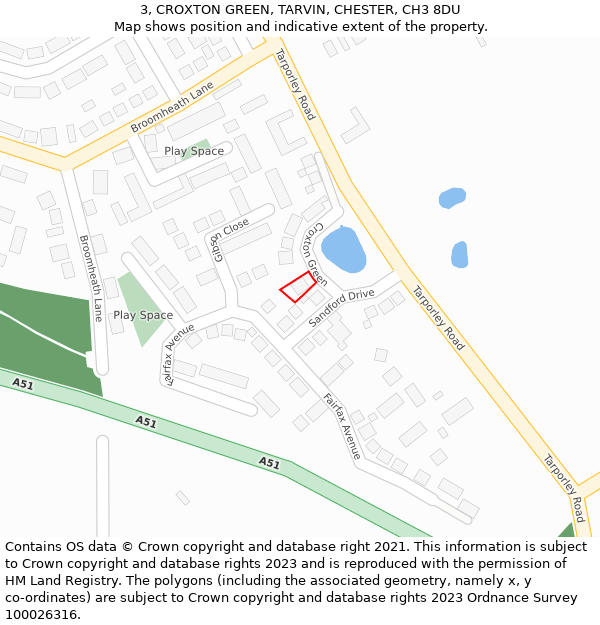 3, CROXTON GREEN, TARVIN, CHESTER, CH3 8DU: Location map and indicative extent of plot