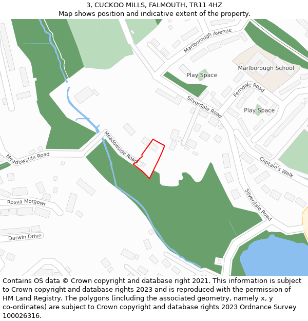 3, CUCKOO MILLS, FALMOUTH, TR11 4HZ: Location map and indicative extent of plot