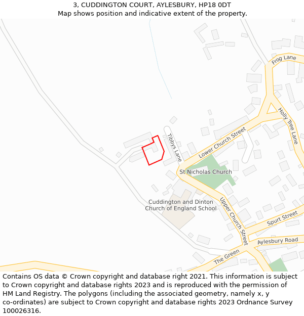 3, CUDDINGTON COURT, AYLESBURY, HP18 0DT: Location map and indicative extent of plot