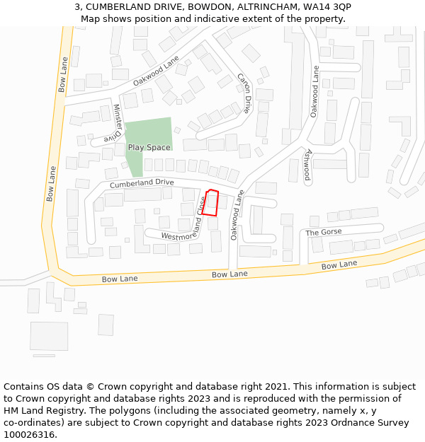 3, CUMBERLAND DRIVE, BOWDON, ALTRINCHAM, WA14 3QP: Location map and indicative extent of plot