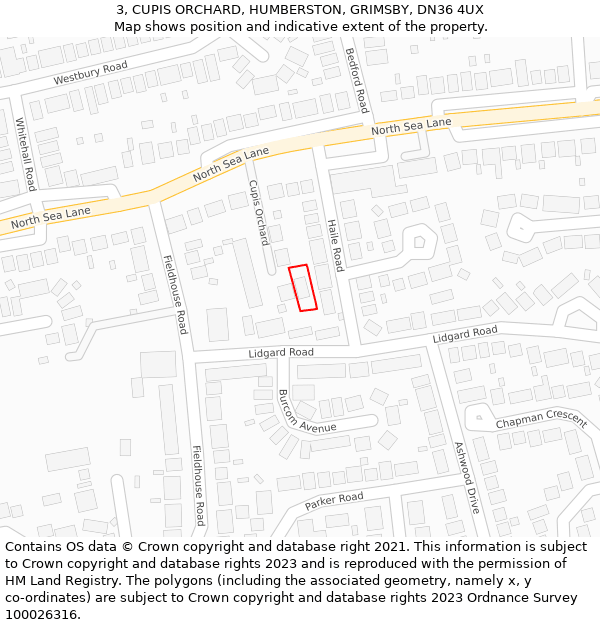 3, CUPIS ORCHARD, HUMBERSTON, GRIMSBY, DN36 4UX: Location map and indicative extent of plot