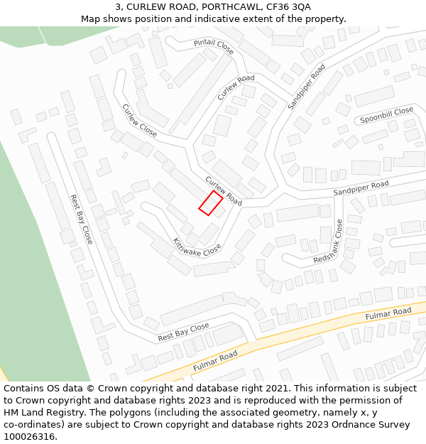 3, CURLEW ROAD, PORTHCAWL, CF36 3QA: Location map and indicative extent of plot