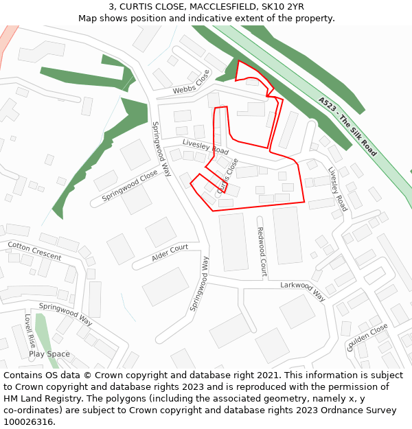 3, CURTIS CLOSE, MACCLESFIELD, SK10 2YR: Location map and indicative extent of plot