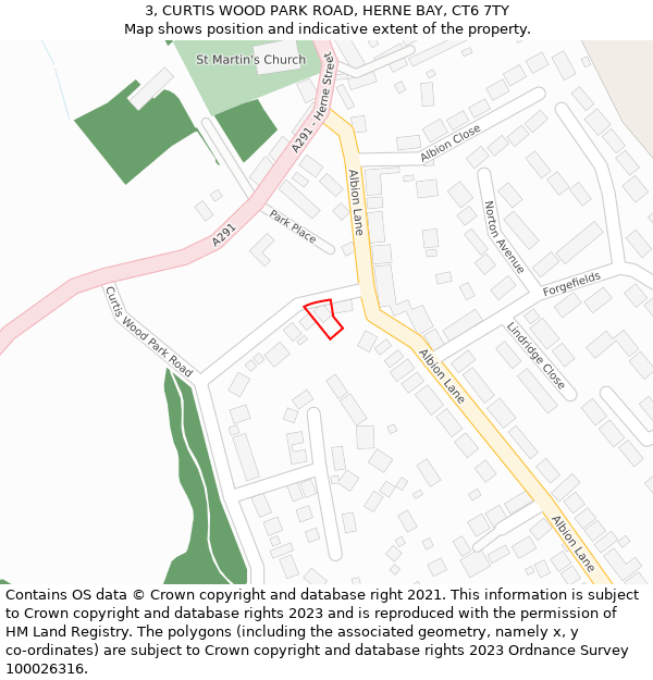 3, CURTIS WOOD PARK ROAD, HERNE BAY, CT6 7TY: Location map and indicative extent of plot