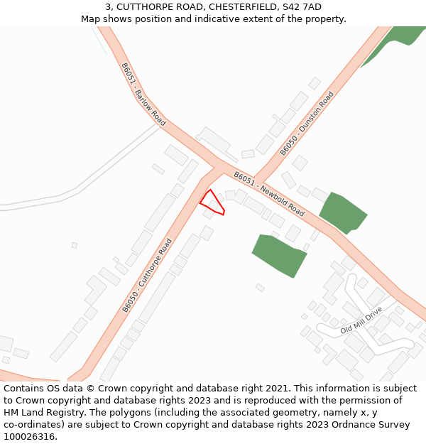 3, CUTTHORPE ROAD, CHESTERFIELD, S42 7AD: Location map and indicative extent of plot