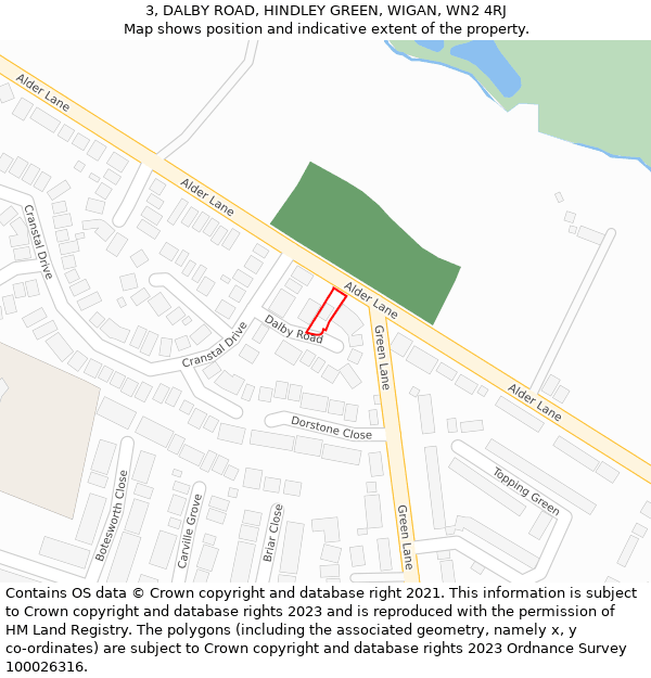 3, DALBY ROAD, HINDLEY GREEN, WIGAN, WN2 4RJ: Location map and indicative extent of plot