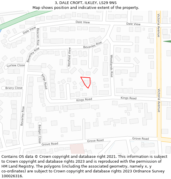 3, DALE CROFT, ILKLEY, LS29 9NS: Location map and indicative extent of plot