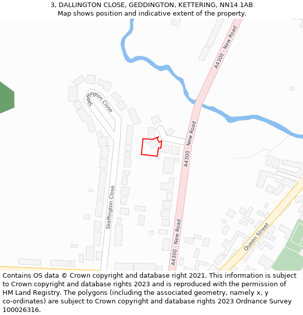 3, DALLINGTON CLOSE, GEDDINGTON, KETTERING, NN14 1AB: Location map and indicative extent of plot