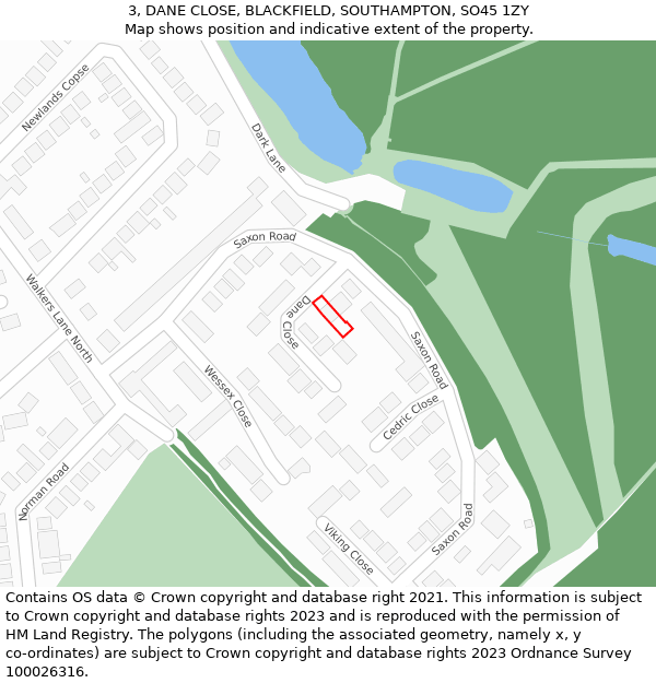 3, DANE CLOSE, BLACKFIELD, SOUTHAMPTON, SO45 1ZY: Location map and indicative extent of plot