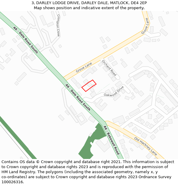 3, DARLEY LODGE DRIVE, DARLEY DALE, MATLOCK, DE4 2EP: Location map and indicative extent of plot