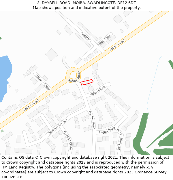 3, DAYBELL ROAD, MOIRA, SWADLINCOTE, DE12 6DZ: Location map and indicative extent of plot