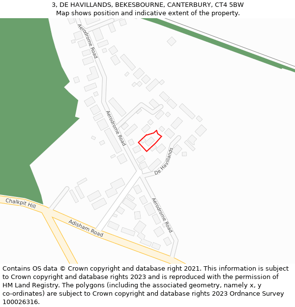3, DE HAVILLANDS, BEKESBOURNE, CANTERBURY, CT4 5BW: Location map and indicative extent of plot