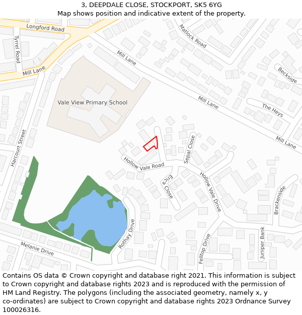 3, DEEPDALE CLOSE, STOCKPORT, SK5 6YG: Location map and indicative extent of plot